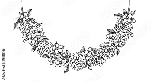 Vintage flower garland vector for festival invitation border or decorative branding element