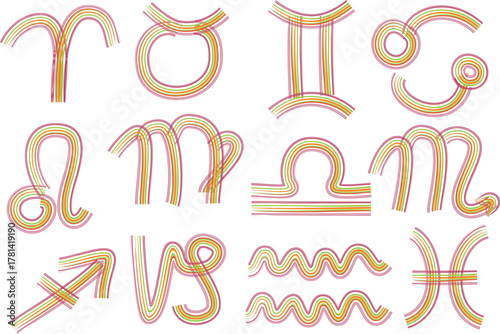 orange colorful abstraction designs art line horoscope astrology signs