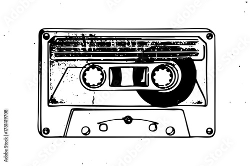 Cassette Tape Illustrates Retro Music Collection