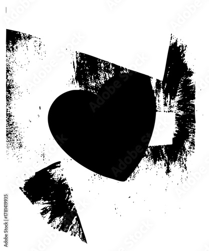 Heart Shape Breaks Apart in Abstract Composition