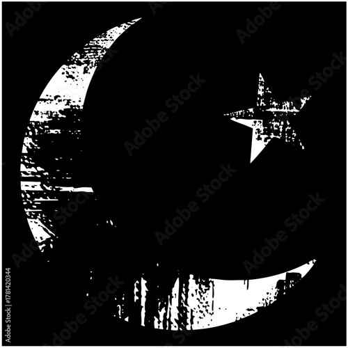 Moon Shines with Star in Night Sky