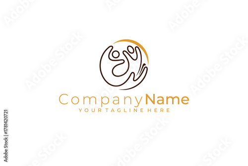 Globe logo with people care design template, charity logos