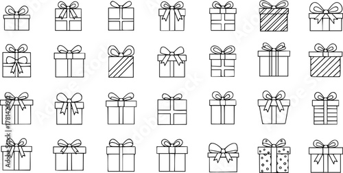 Gift Boxes: A Collection of Hand-Drawn Festive Presents with Ribbons and Bows