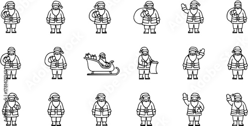 Santa Claus Christmas Vector Icons Set