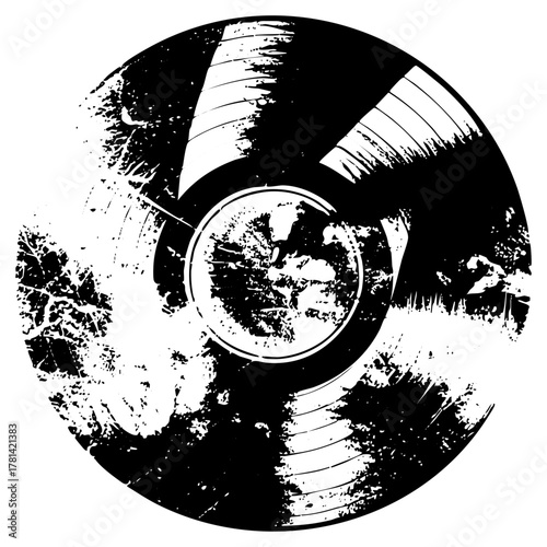 Vinyl record damage in grunge aesthetic