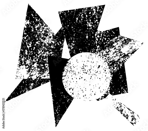 Abstract shapes interact dynamically in a composition