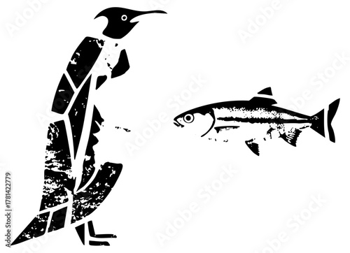 Penguin Hunts Fish in Waters