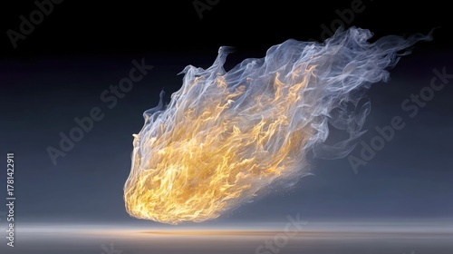 Fiery Meteor Streaking Across the Dark Sky.