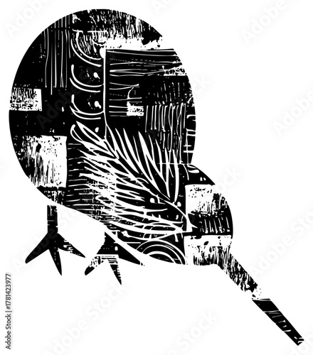 Bird perches serenely within a circular frame