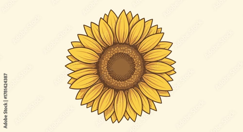 Fototapeta premium Cheerful Sunflower Blossom Illustration on Light Background, perfect for Summer Vibes