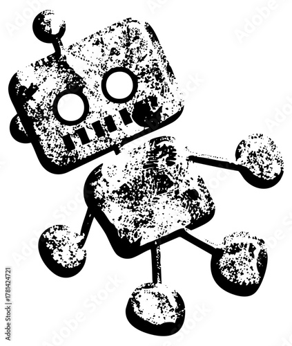 Robot cheerfully in a futuristic workshop