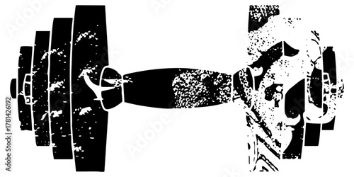 Barbell lifts weight in fitness training