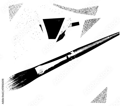 Paintbrush Creates Abstract Art Composition