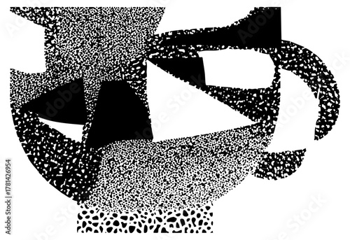 Abstract shapes interact dynamically in a modern composition