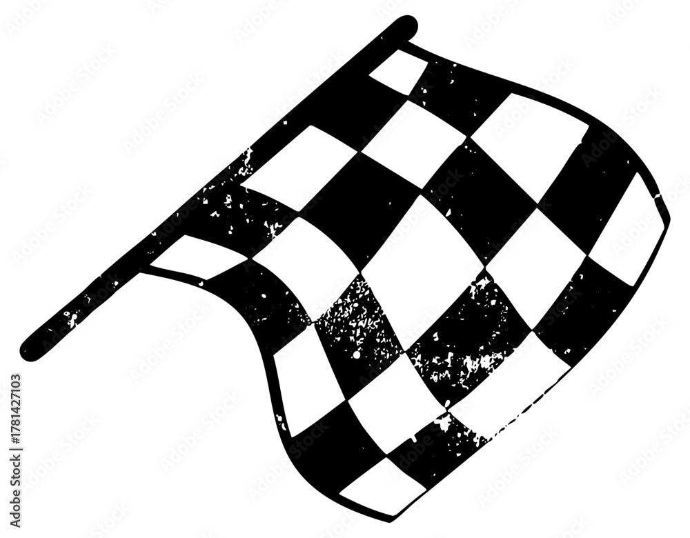 Fototapeta premium Checkered flag waves triumphantly at a racing event