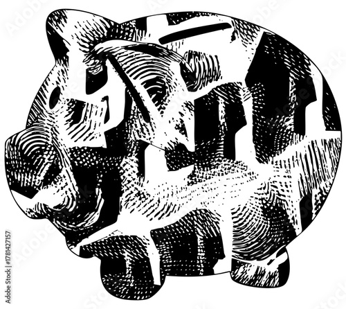 Piggy Bank Illustrates Saving in Finance