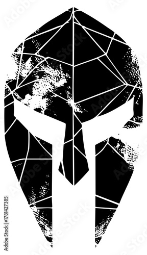 Spartan helmet strength in abstract design