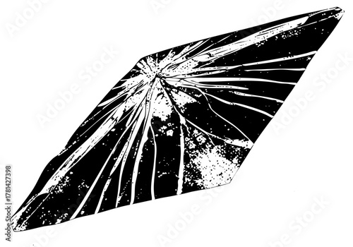 Shattered glass breaks dynamically in a destructive impact scene