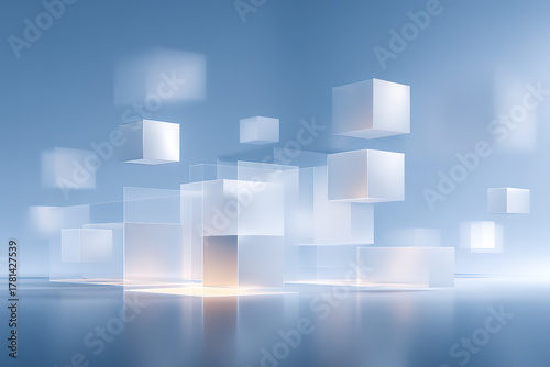 Abstract blue cube technology-themed background
