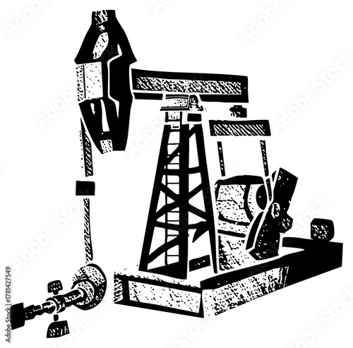Oil pump in industrial landscape