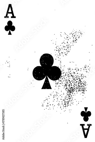 Playing card Ace of Clubs in texture