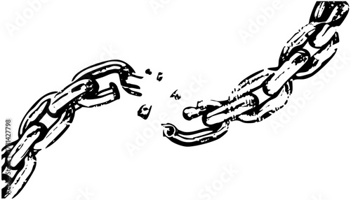 Broken chain symbolizes in industrial setting