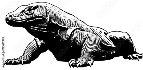 Komodo Dragon Crawls Through Reptile Habitat