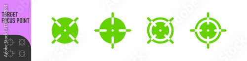 Minimal target or focus point icons in modern style. for design elements related to focus, aim, location, or accuracy, crosshair indicators, precision icon. Color set icon