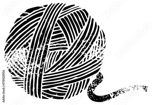 Yarn ball unravels in abstract illustration