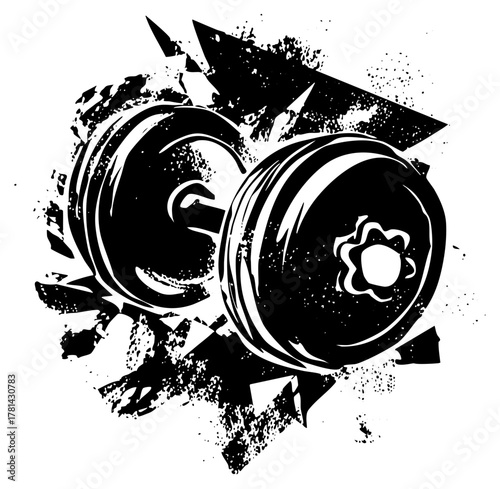 Weightlifting Barbell Explodes with Energy in Fitness Training