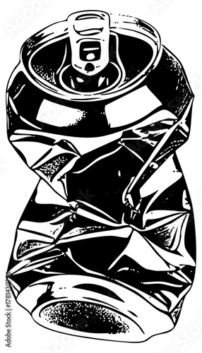 Crushed Can Illustrates Recycling in Waste Management