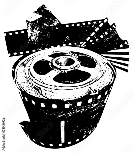 Film Reel Illustrates Cinematic Production in Entertainment