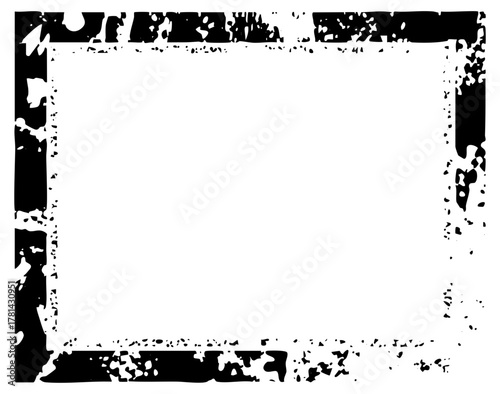 Grunge frame defines distressed border for graphic design