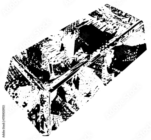 Arrow breaks apart in abstract destruction