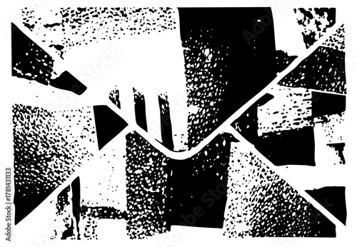 Abstract shapes interact dynamically in a composition