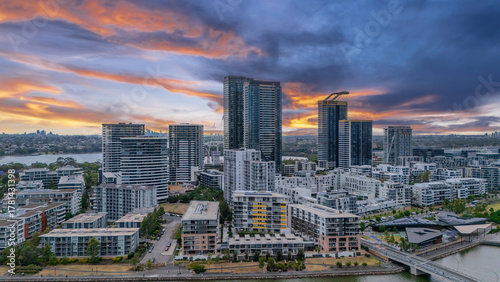 Wentworth Point a suburb in western Sydney newly built residential high rise apartments area on Parramatta River Sydney NSW Australia