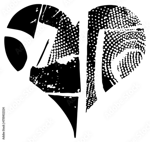 Heart illustration reveals texture within abstract design