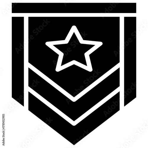 Patriotic icon or shoulder insignia with distinctive stars and stripes design symbolize honor, hierarchy, and leadership in the armed forces.