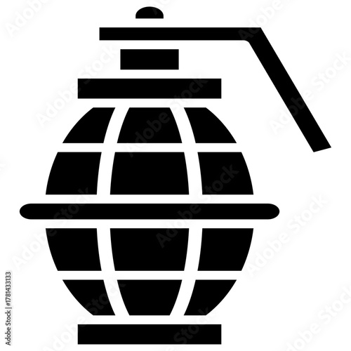 A illustration of a grenade symbolizes the military, security, and state apparatus.