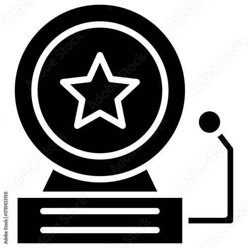 A classic alarm bell with a star emblem, symbolizing vigilance, warning, and emergency situations.