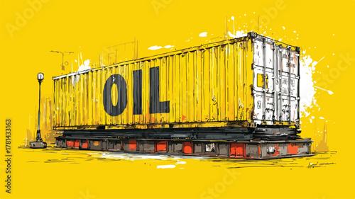 Large Container on Yellow Background Illustration for Creative Projects