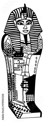 Egyptian sarcophagus illustrates ancient history in a museum display