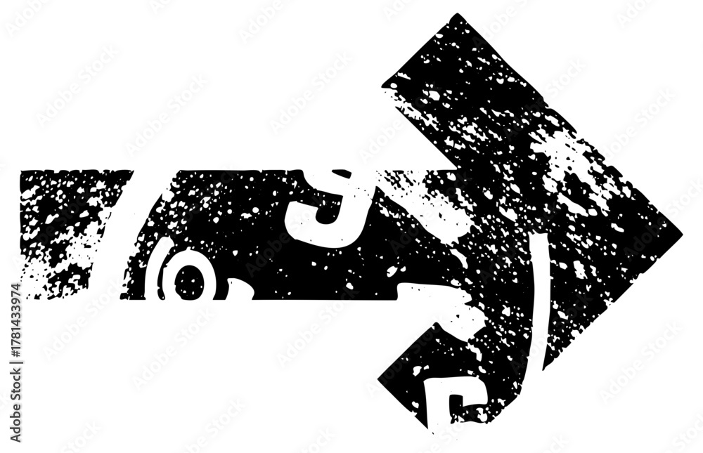 Obraz premium Arrow points forward with distressed texture for directional signage