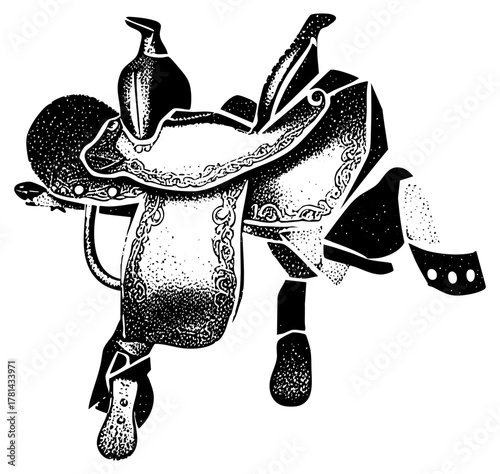 Horse Saddle Illustrates Western Heritage in Vintage Style