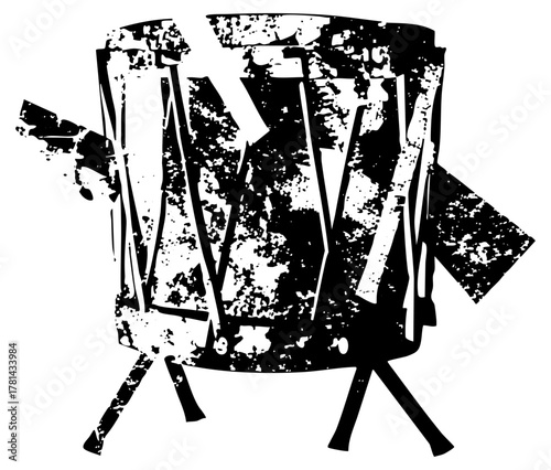 Trash can overflows with debris in a public space