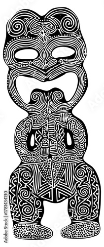 Polynesian Tiki Totem Illustrates Cultural Heritage in Oceanic Art