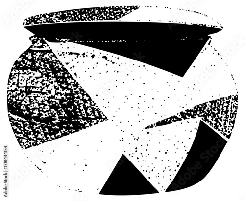 Geometric shapes interact abstractly in a composition