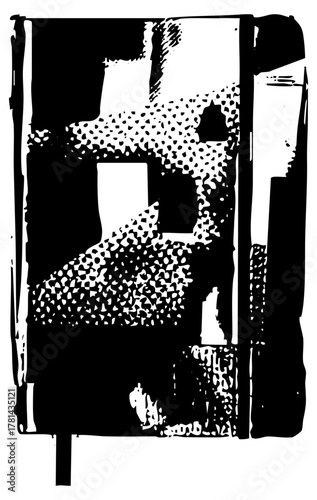 Abstract figure contemplates solitude in linocut