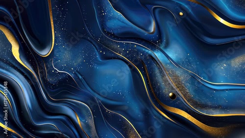 Azure and Gold Abstract: A captivating abstract design featuring flowing, swirling patterns in shades of deep blue, adorned with shimmering gold accents, creating an aura of luxury and sophistication.