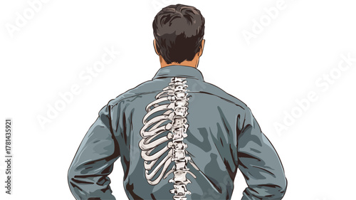 Anatomical Illustration of a Man with 'Bones' Written on His Back - Vector Art